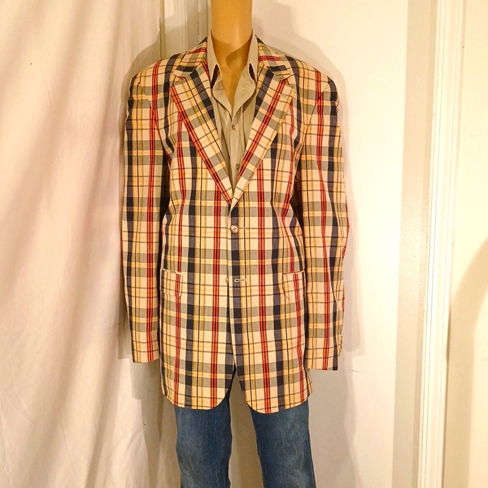 NWOT MARCONI Multicolor Plaid  Summer Blazer